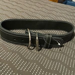 Lacet Arizona NWOT  2” double leather collar 32” long. Black Vegan Leather